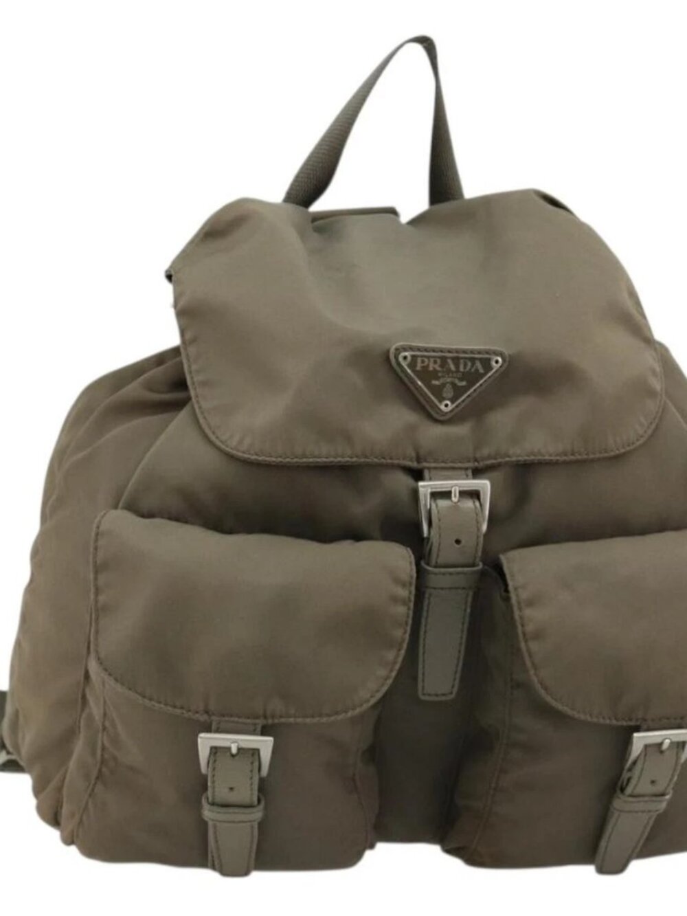 PRADA Backpack Nylon Gray Silver Auth